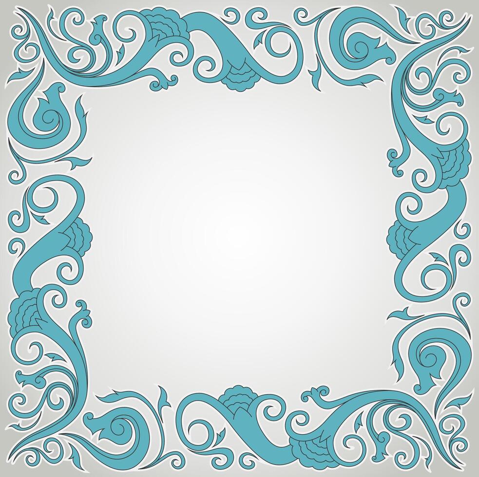 Floral ornament frame in blue with copy space vector