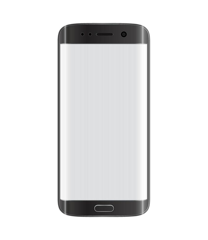 Smart phone with edge display design. Black color with blank white display. vector
