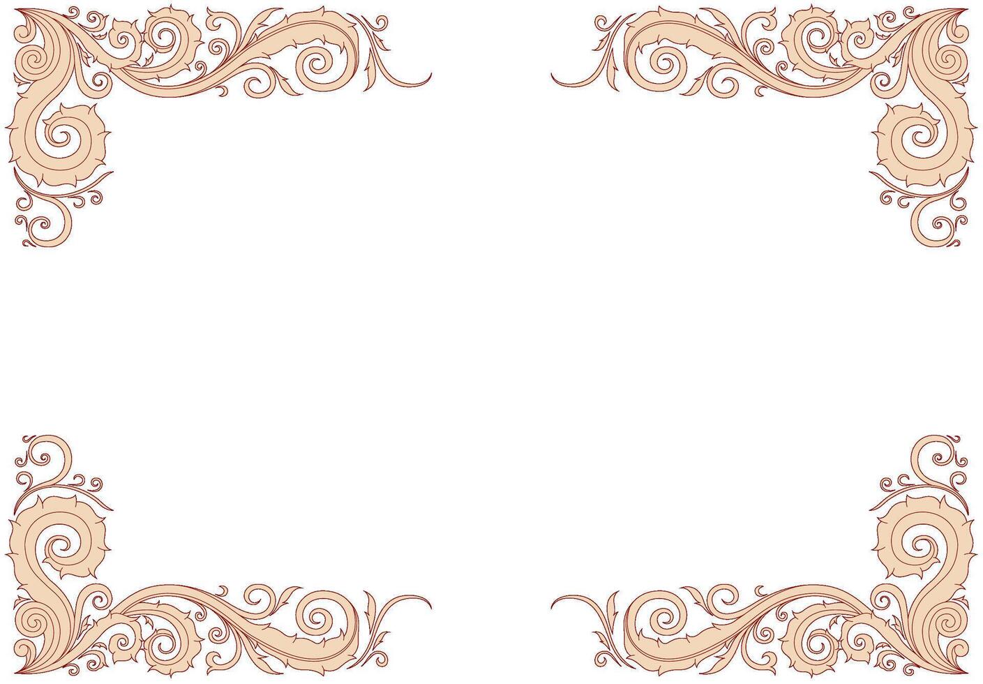 Floral ornament frame in red and cream vector