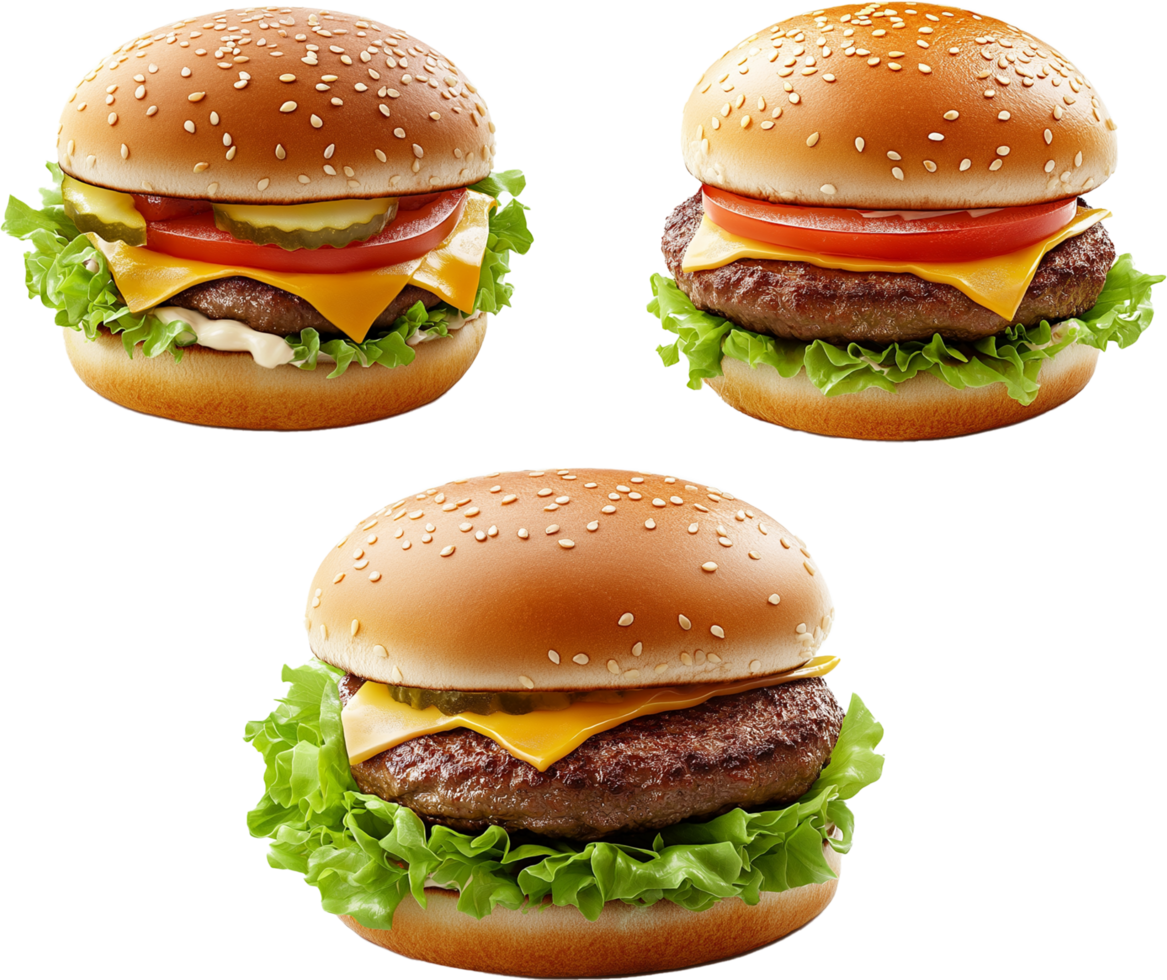 Juicy Double Burger Isolated for Stock Photography png