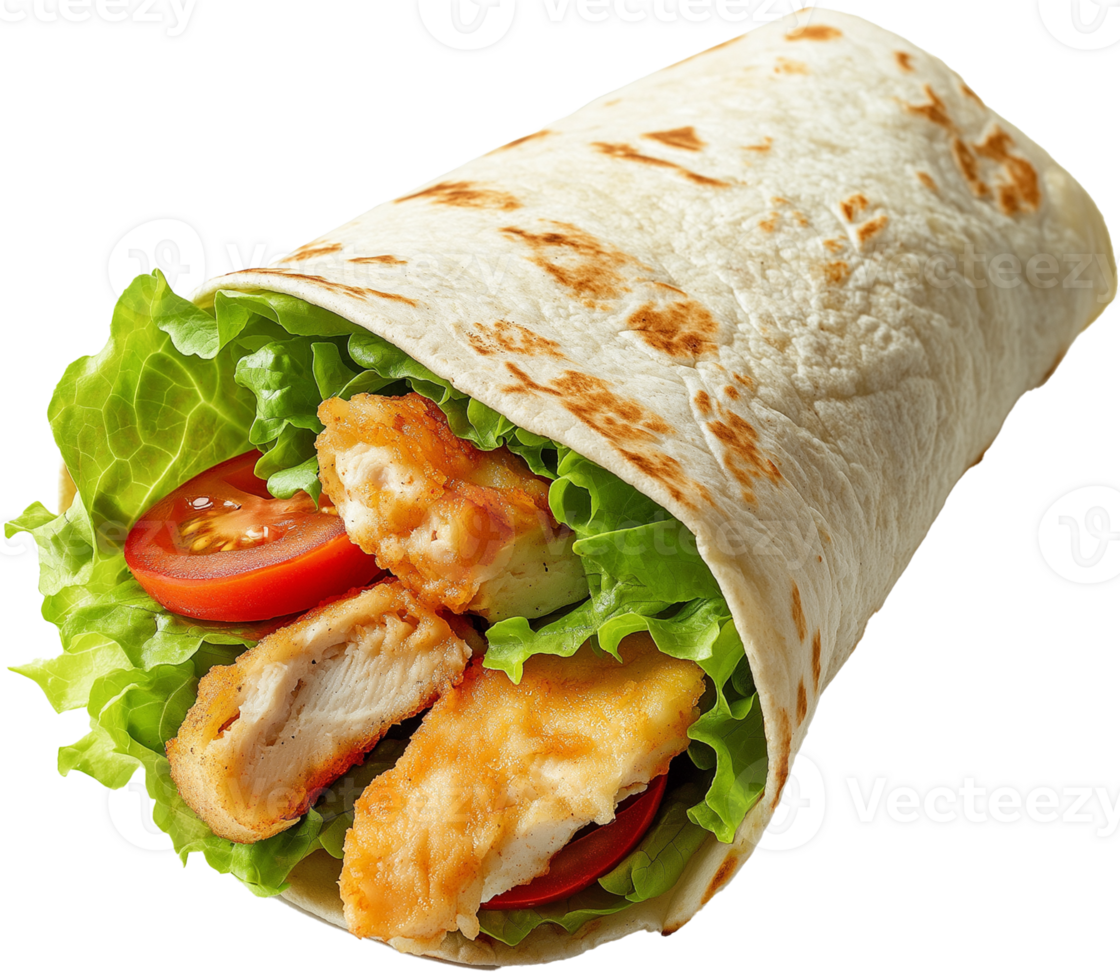 Fresh Burrito Wrapped on White Background png