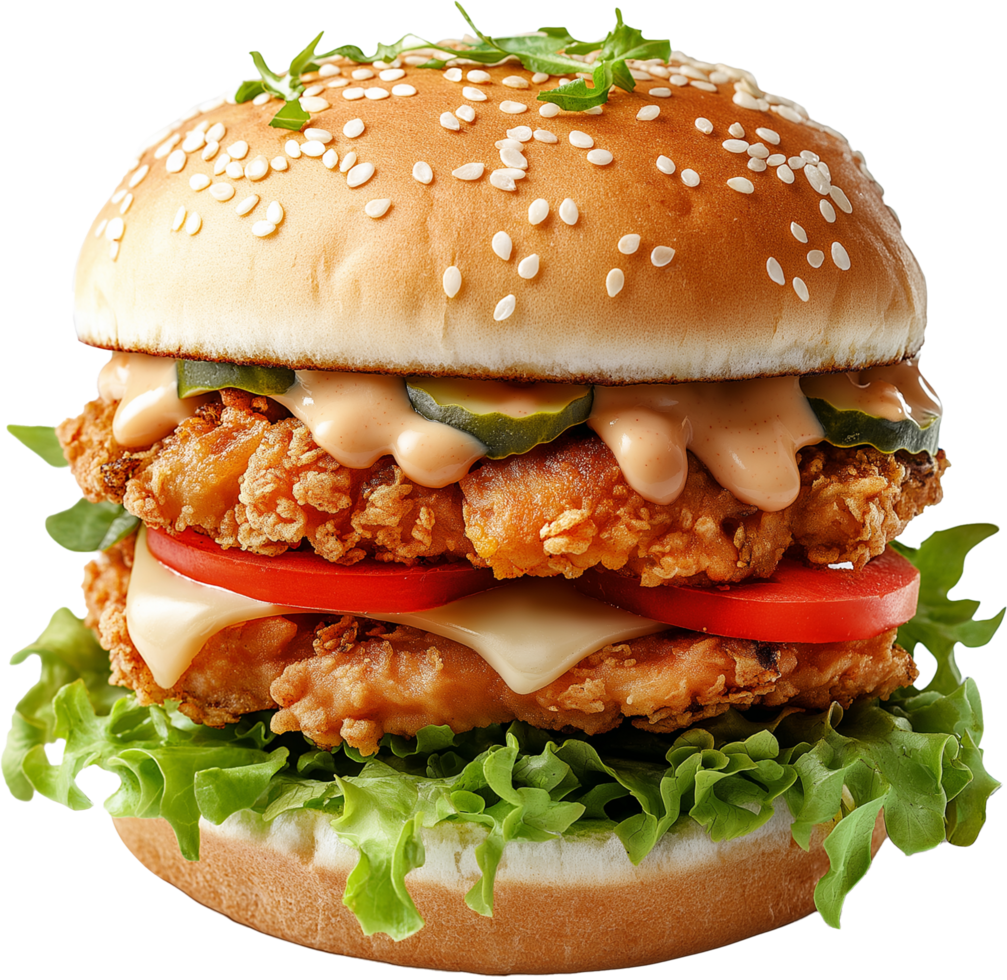 Classic Beef Burger with Lettuce and Tomato png