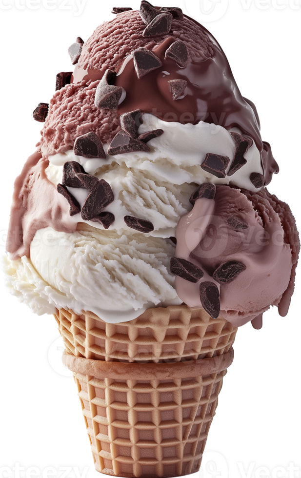Vibrant Gelato Ice Cream in a Cone Isolated png