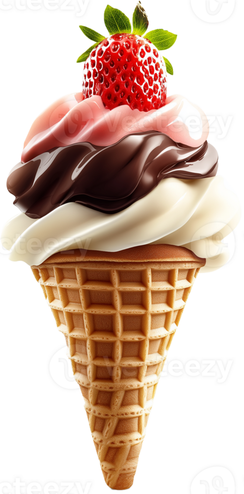 Delicious Gelato Ice Cream in a Waffle Cone png