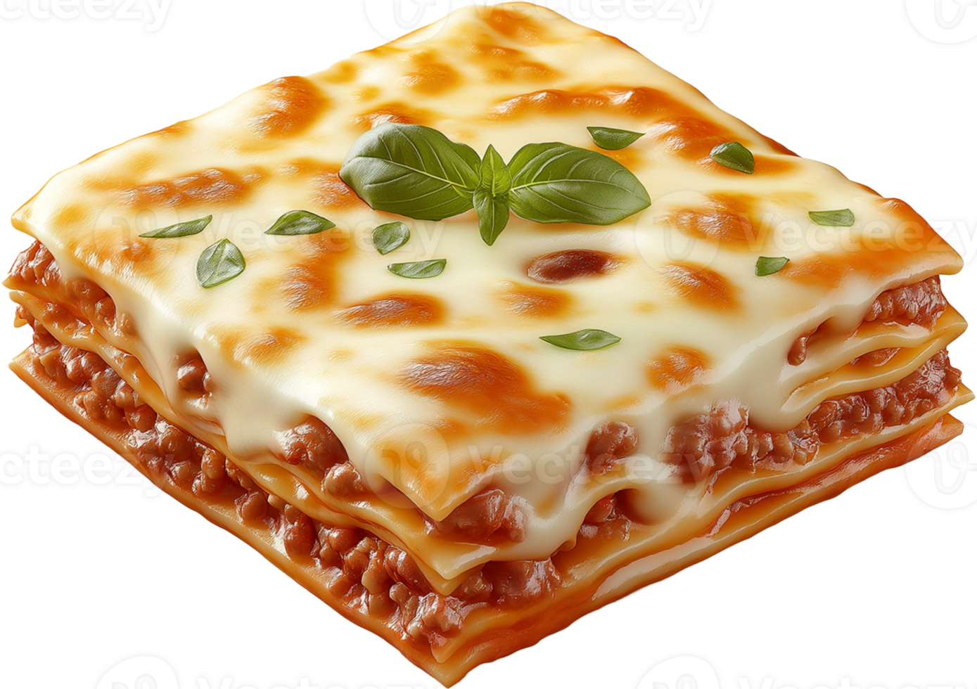 Delicious Fresh Lasagna with Cheese and Meat Layers png