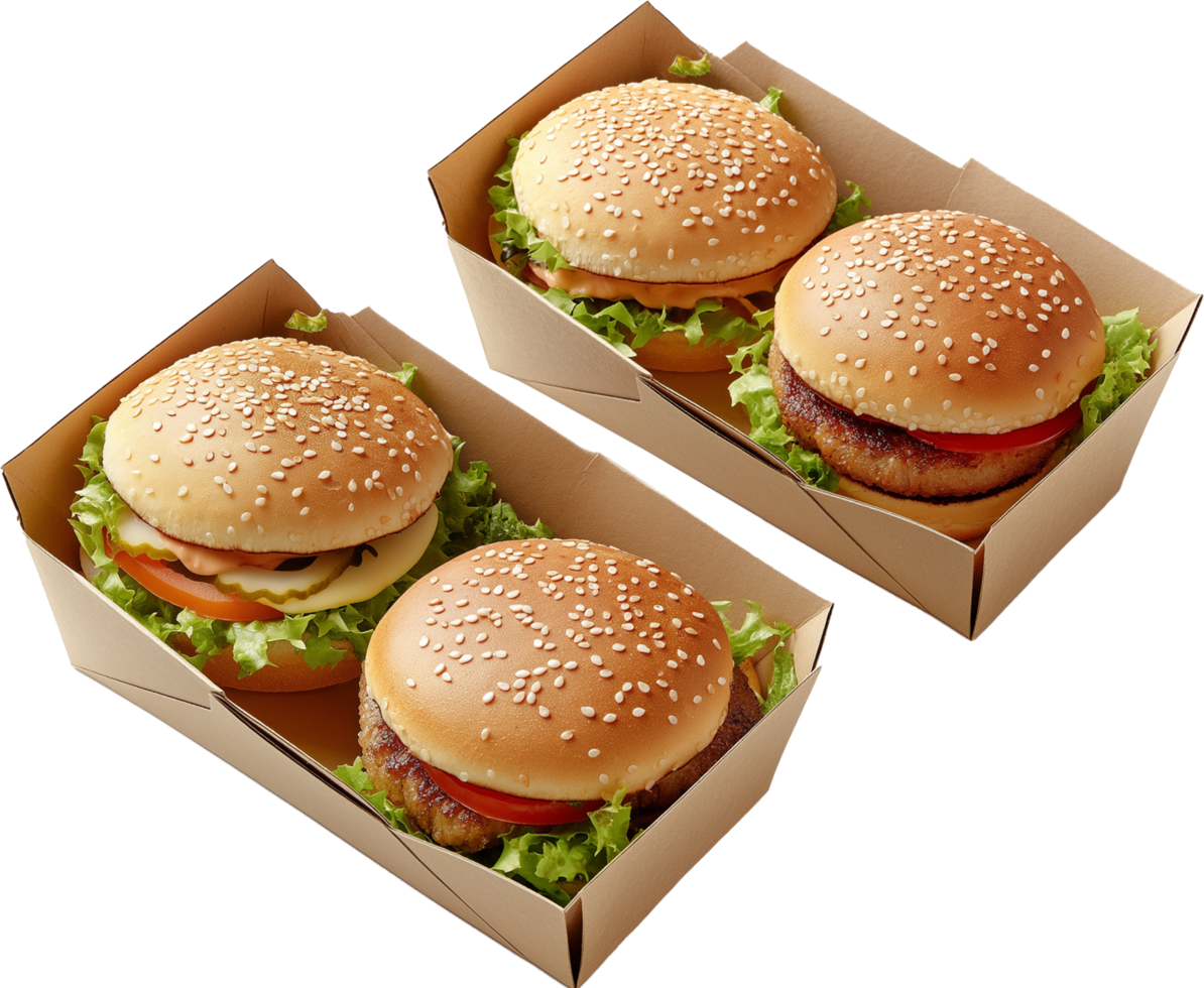 Isolated Burger with Fresh Ingredients Image png