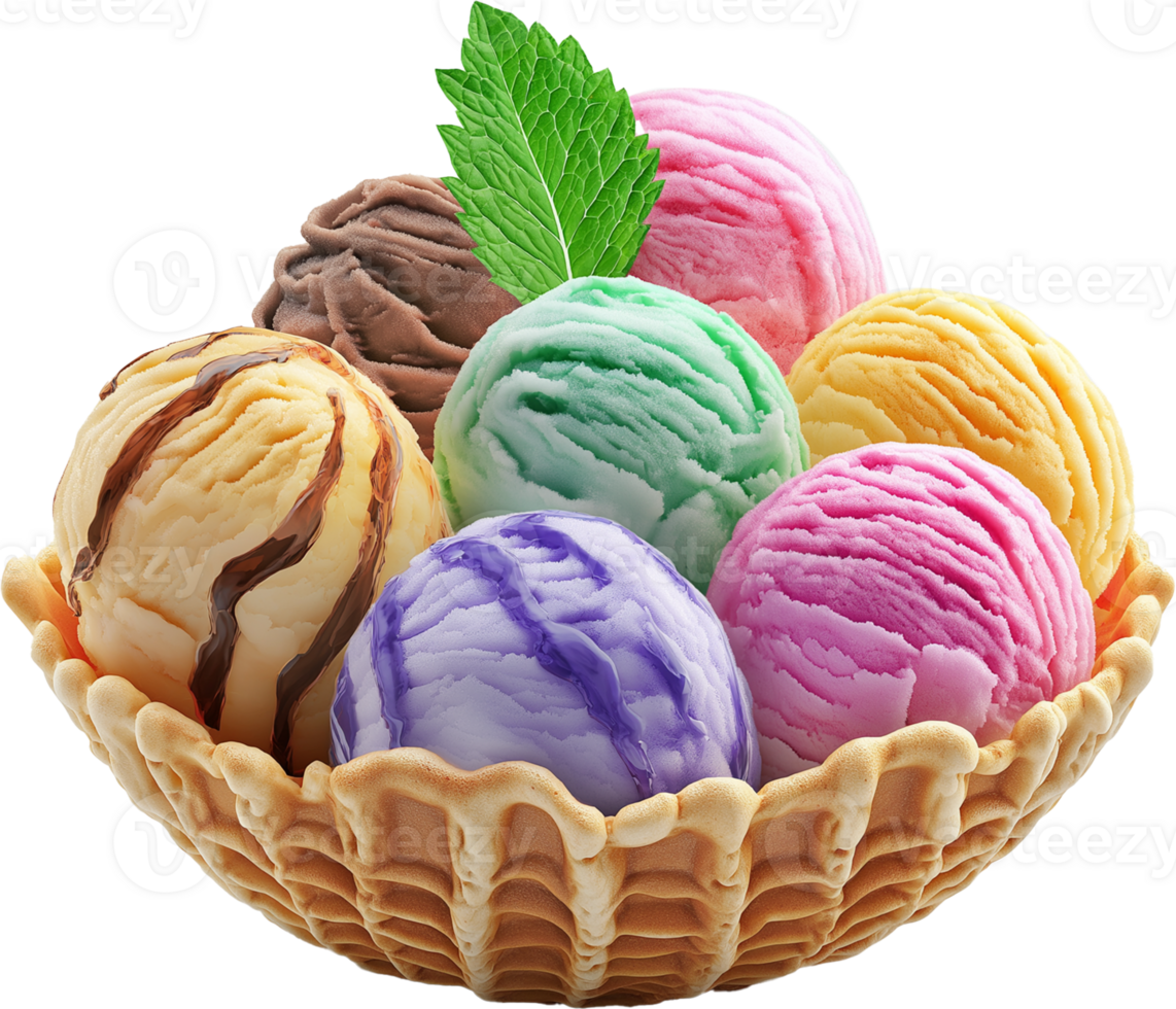 Fresh Gelato Ice Cream on a Wooden Surface png