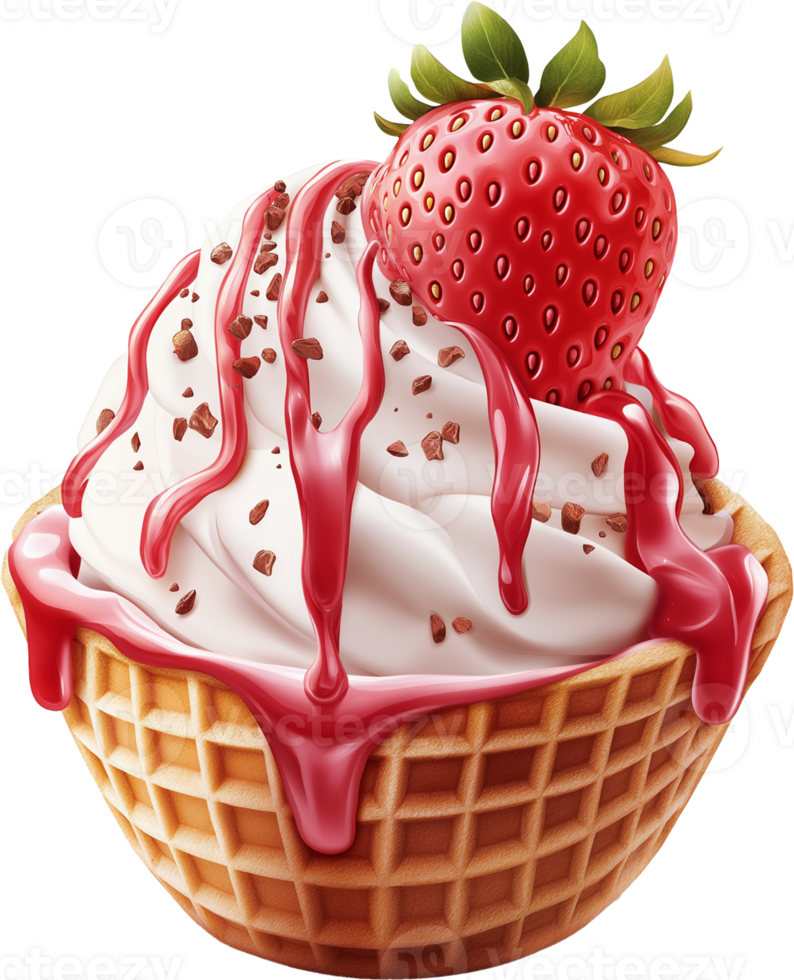 Sweet Gelato Ice Cream Treat with Chocolate Drizzle png