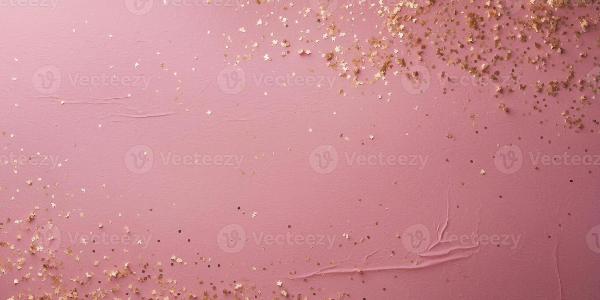 Pink background adorned with gold confettiPink background adorned with gold confetti. photo
