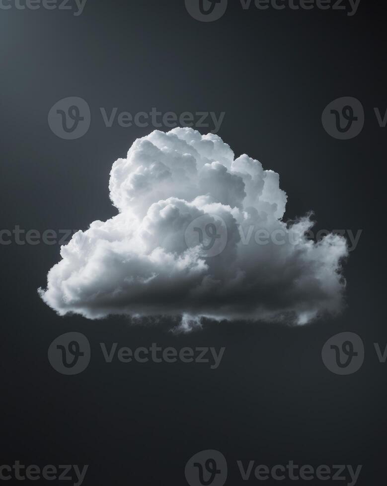 Single white cloud floating on a dark black background photo