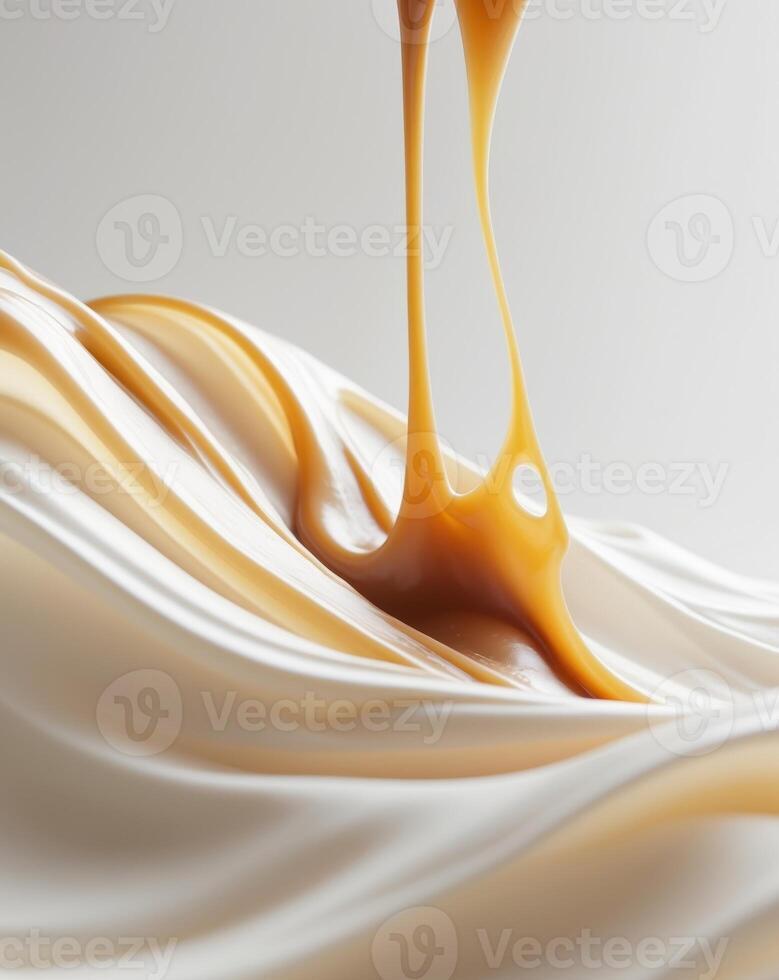 Smooth Caramel Pouring with Swirls and Waves Texture photo