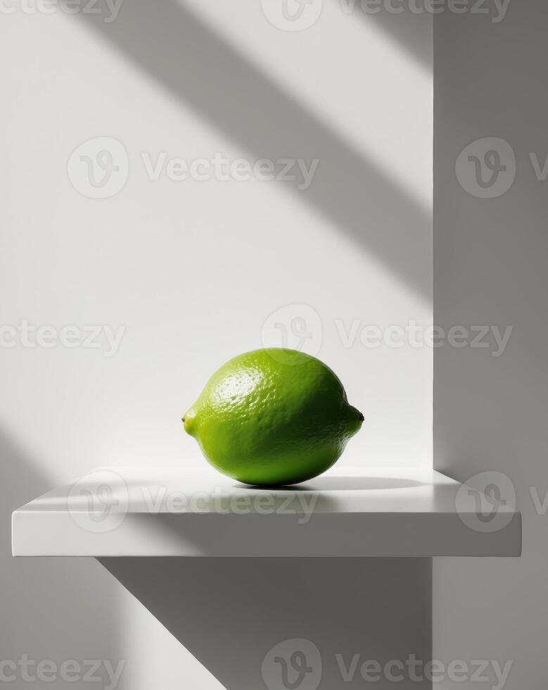 there is a lime cut in half and sitting on a table photo