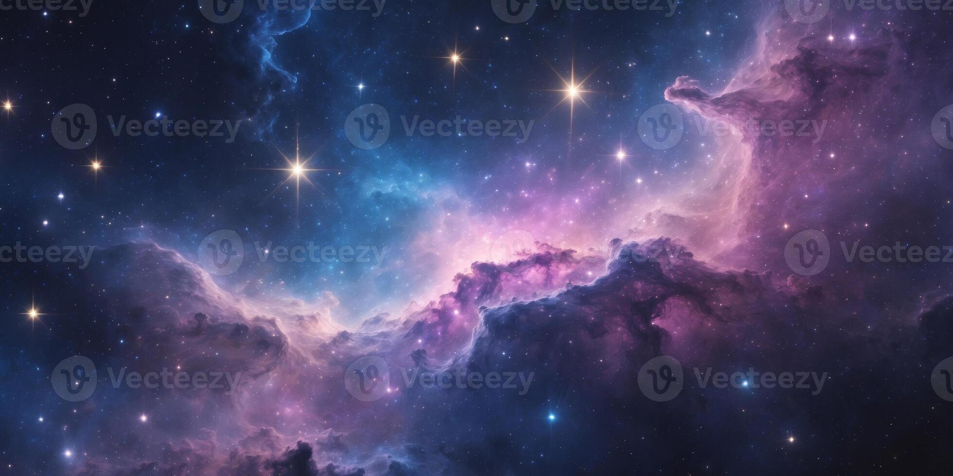 Vibrant Nebula in Deep Space with Bright Stars and Cosmic WonderVibrant Nebula in Deep Space with Bright Stars and Cosmic Wonder. photo