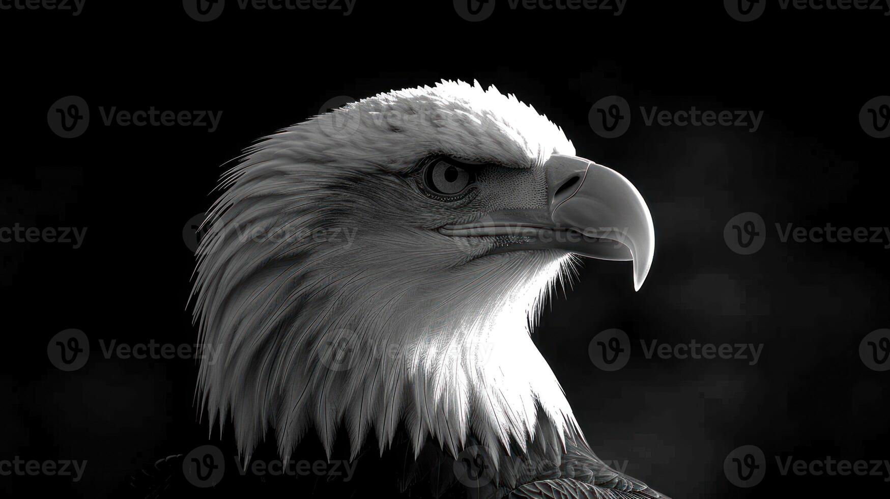 A close-up portrait of a bald eagles head photo