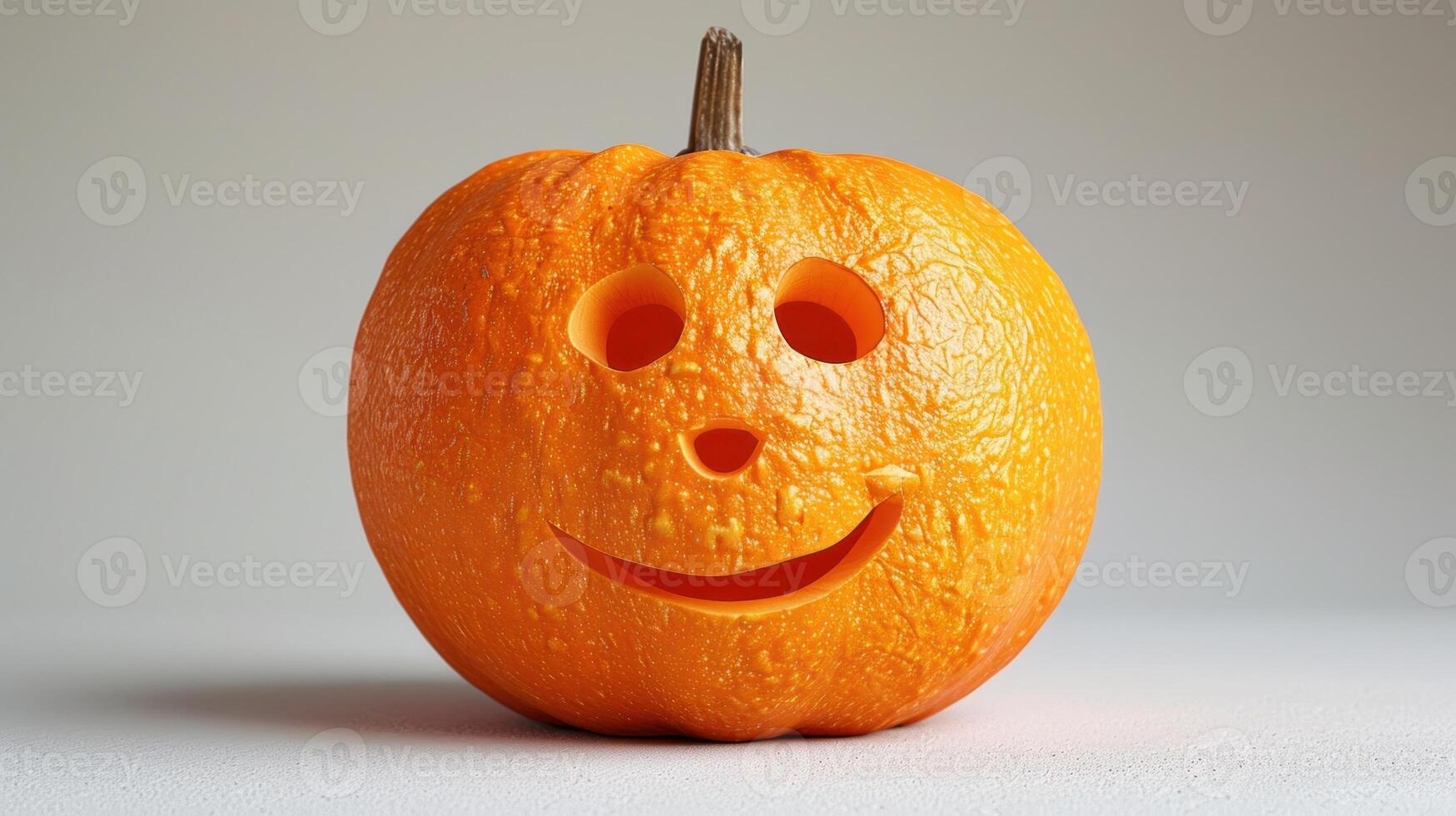 A playful pumpkin with a smiling face radiates joy for the season photo
