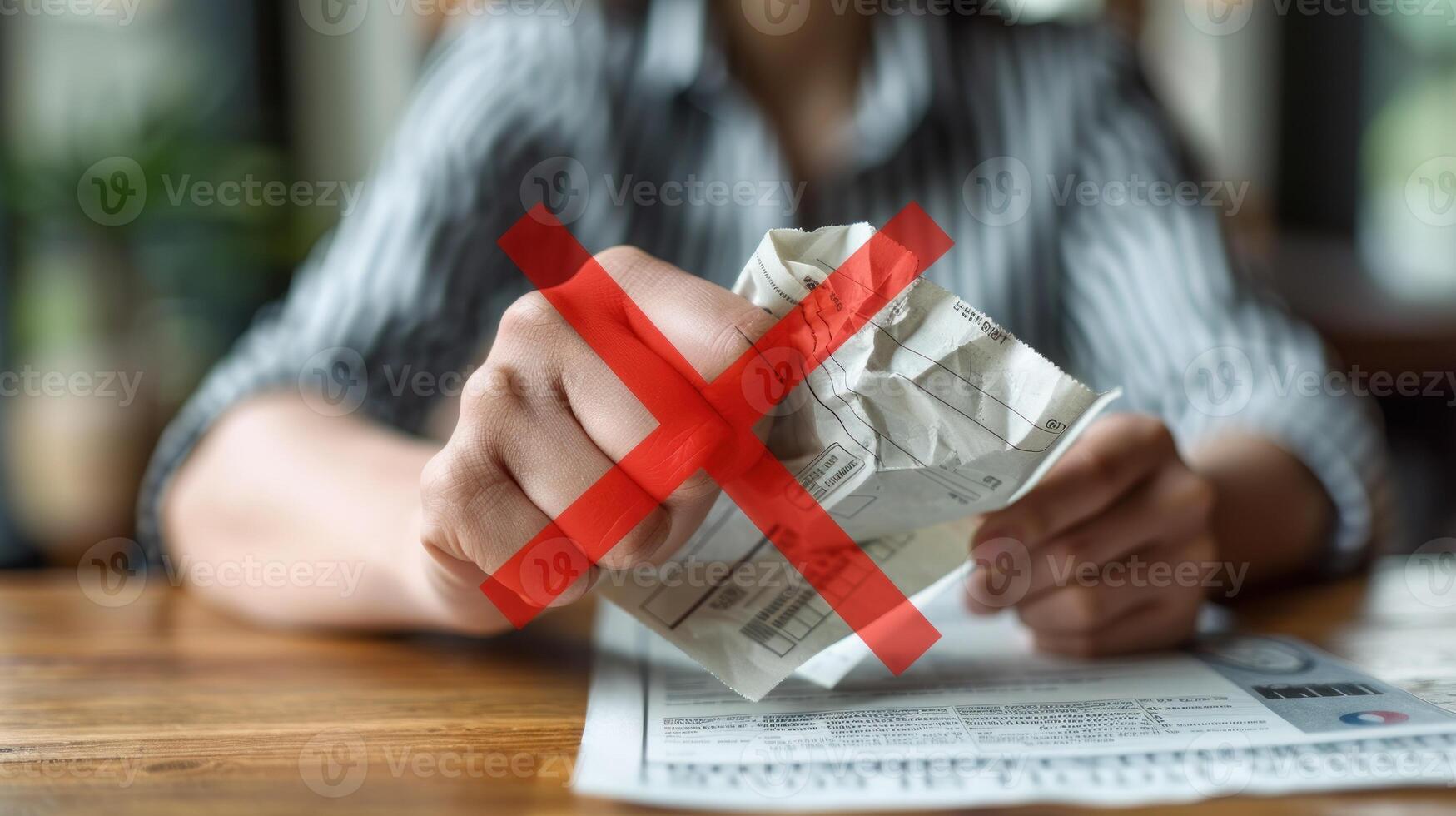 A hand angrily crushes a crumpled receipt photo