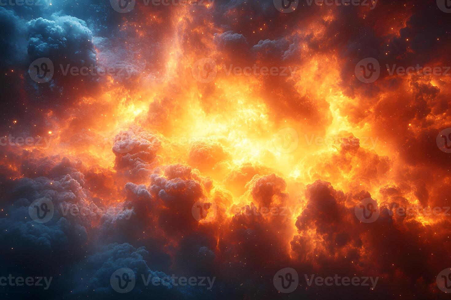 Fiery Cosmic Nebula - A Stunning Display of Interstellar Clouds and Colors for Space Art and Design photo