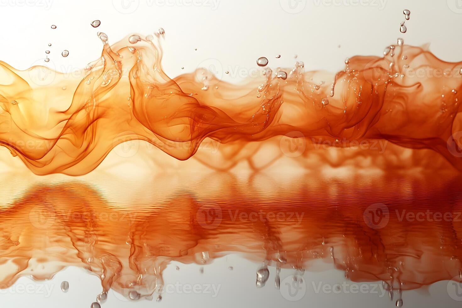 Abstract Fluid Dynamics with Vibrant Orange Swirls and Water Reflections for Modern Art Design photo