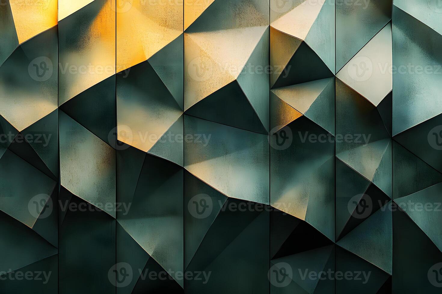 Abstract Geometric Pattern with Metallic Facets in Warm Light for Modern Design photo