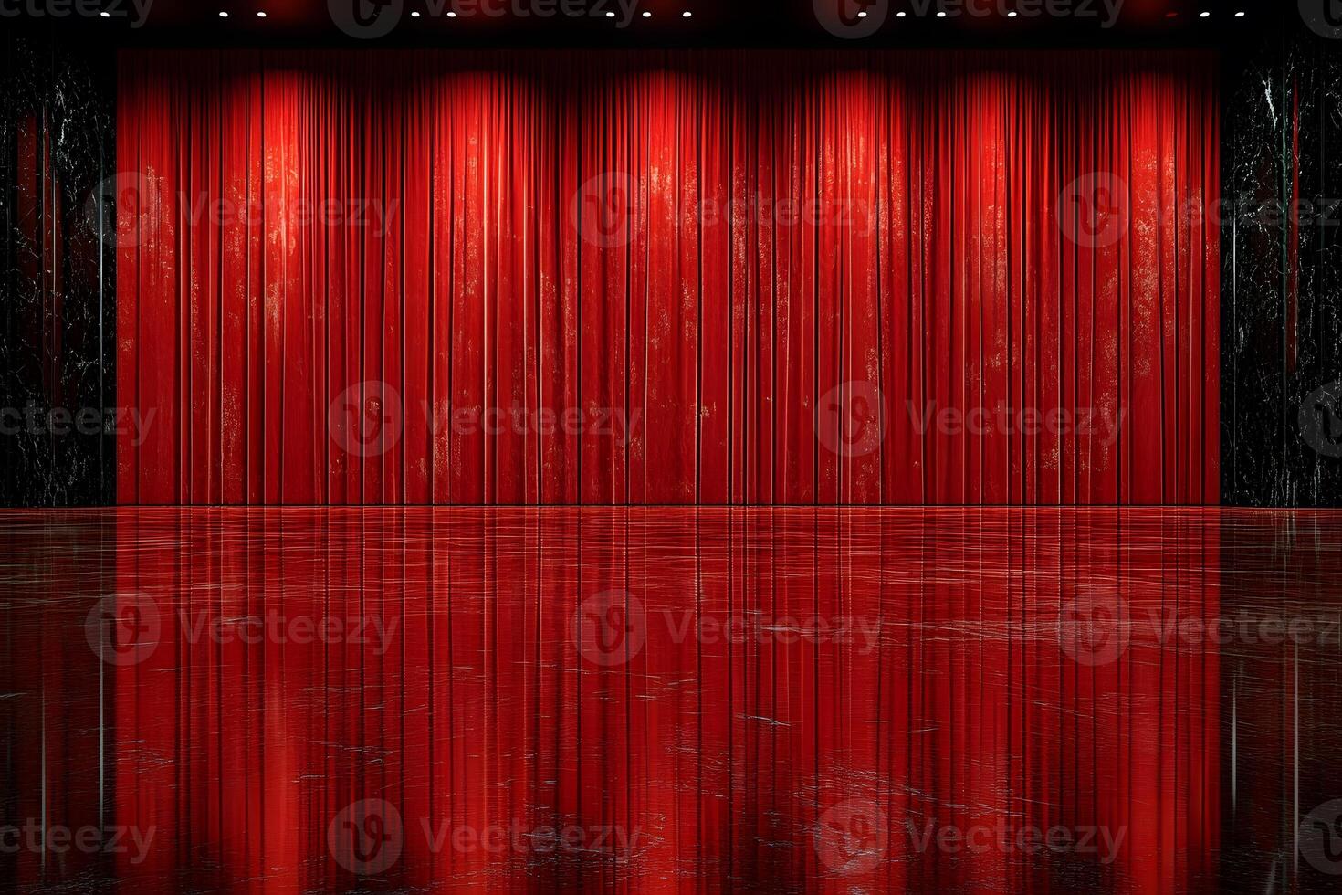Dramatic Theater Stage with Red Curtains for Performance and Event Design photo
