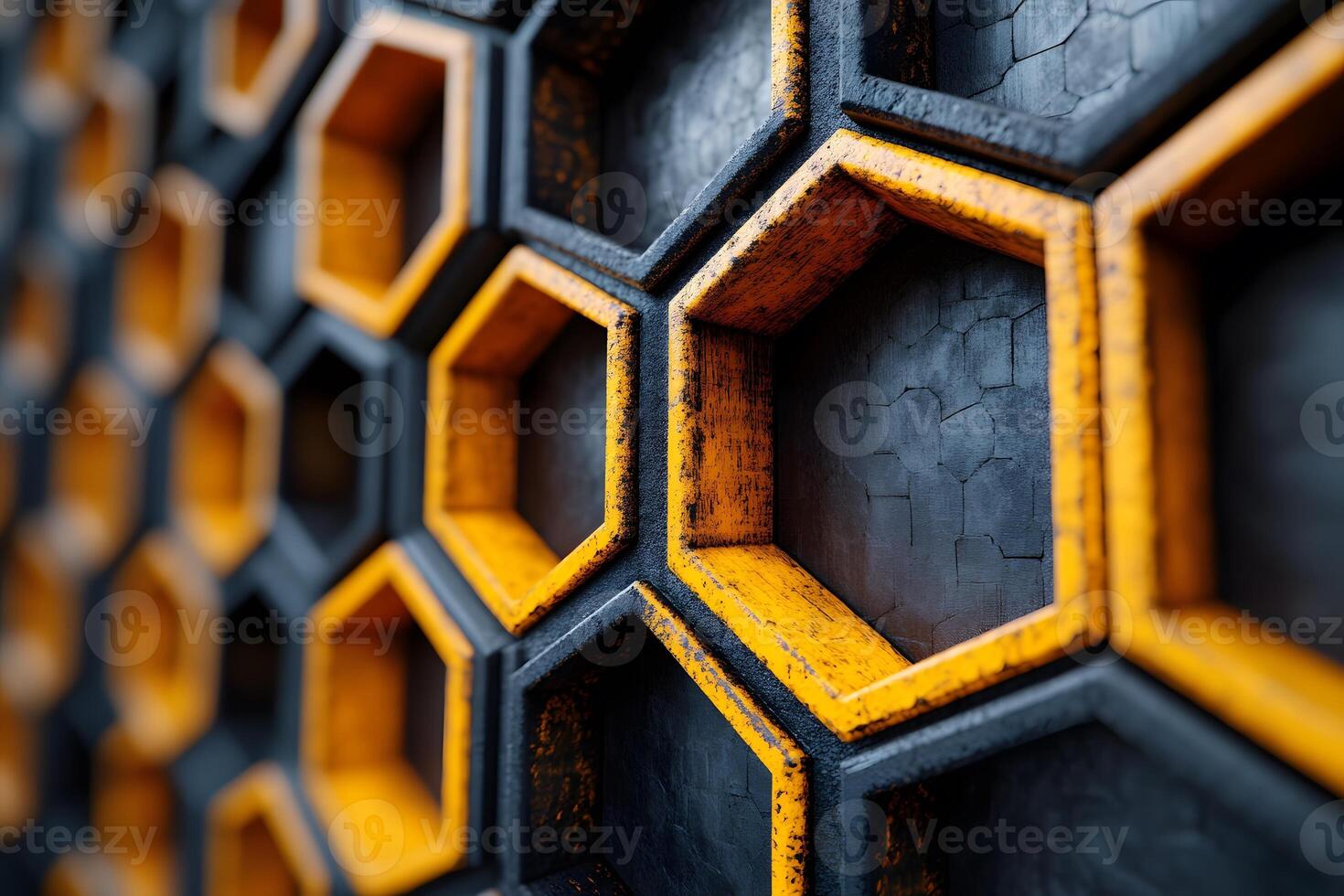 Geometric Honeycomb Pattern in Black and Gold for Modern Wall Art and Design photo