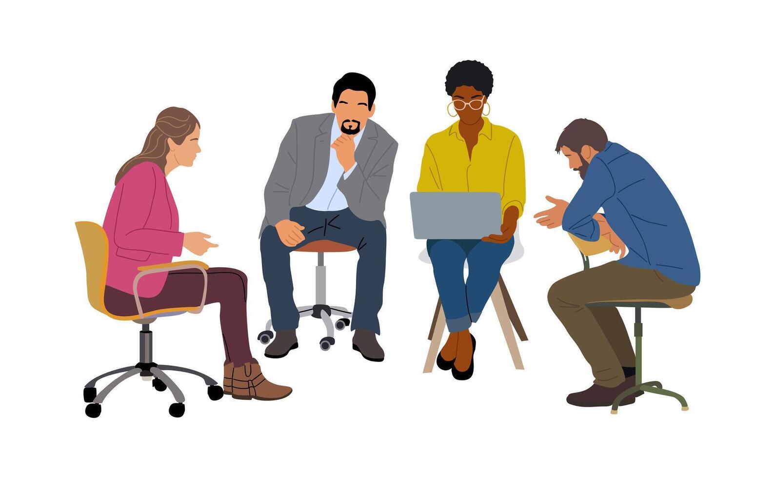 Diverse business team meeting on white. vector