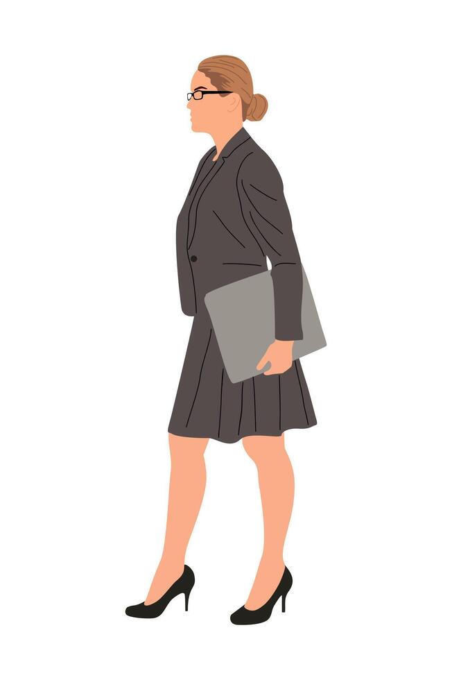 Business woman character in skirt side view vector