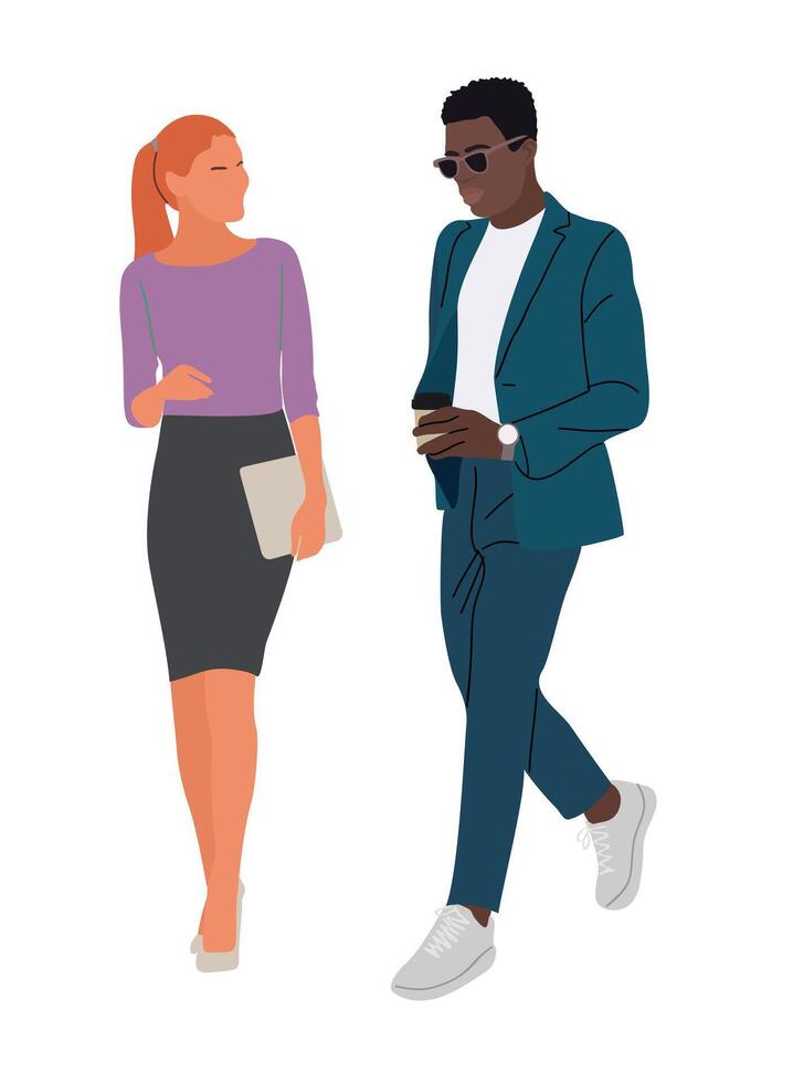 Multiracial Business couple illustration. vector