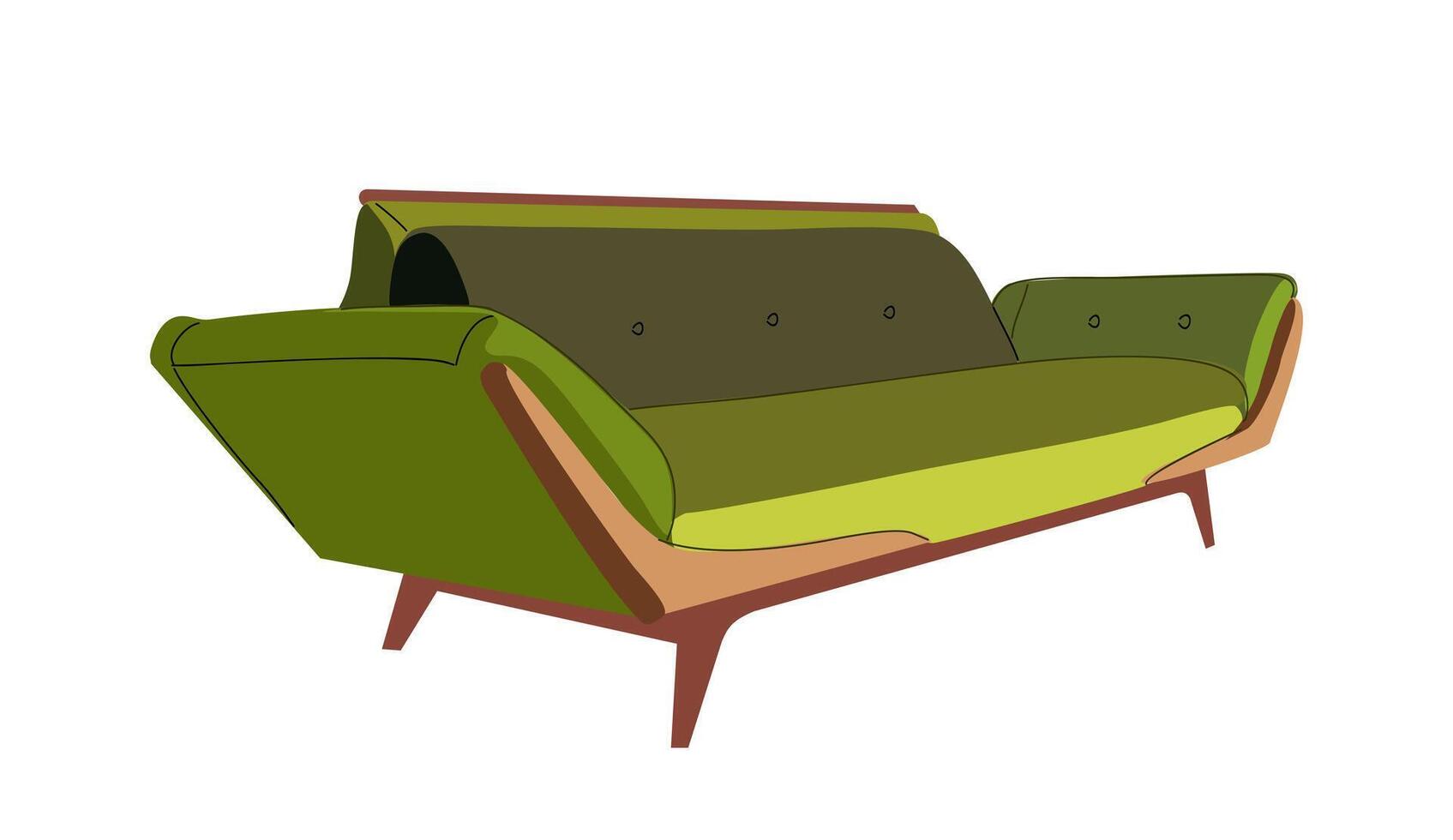 Stylish comfortable green sofa on white. vector