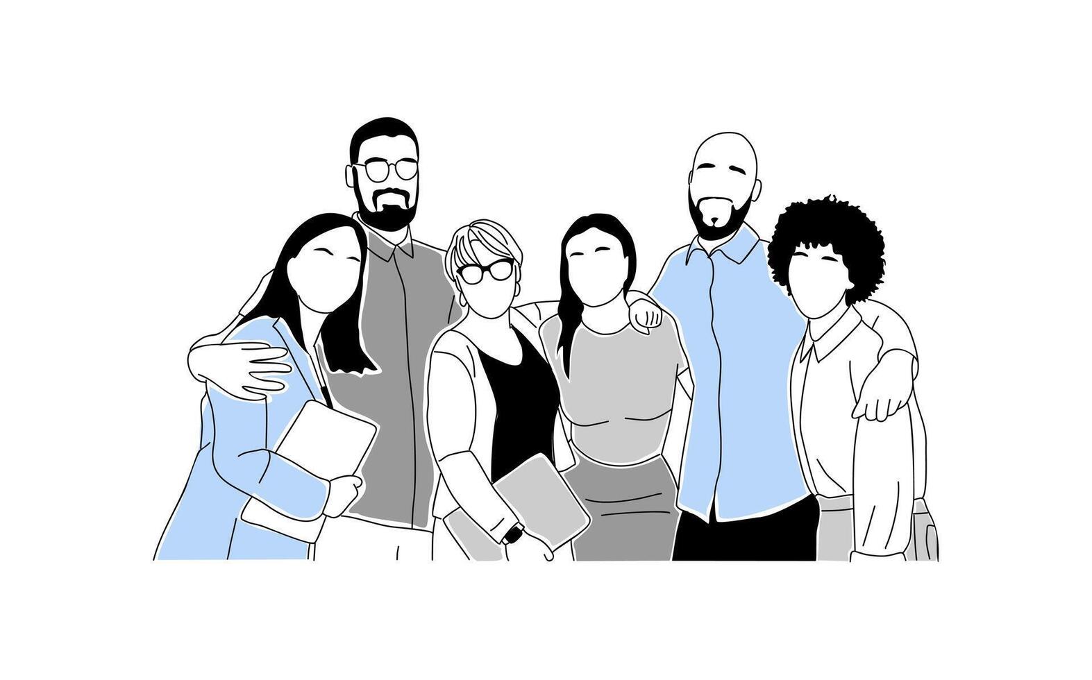 Business team members standing together art vector