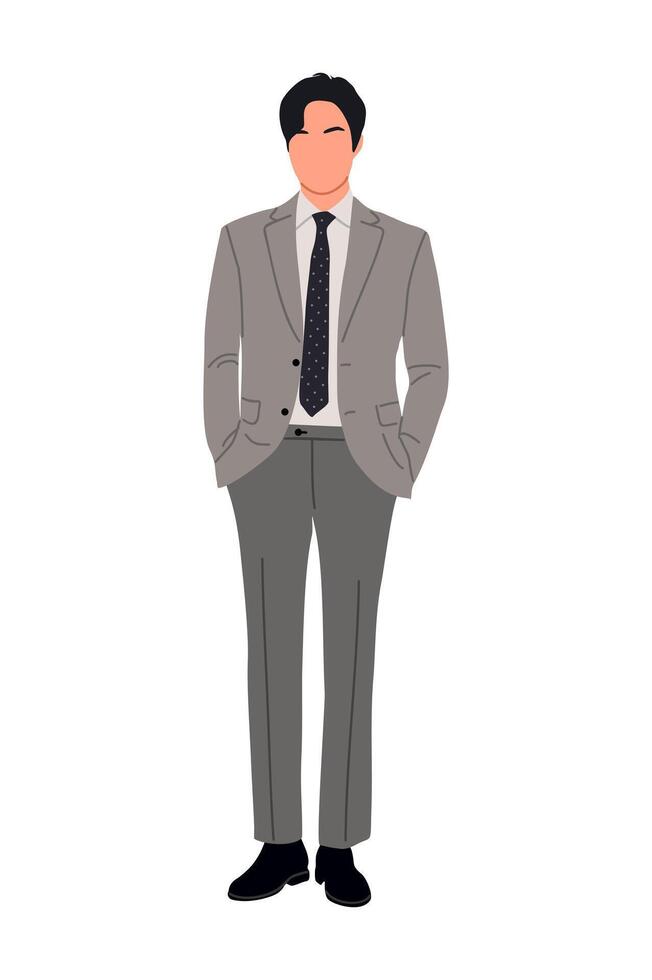 Elegant young business man on white. vector
