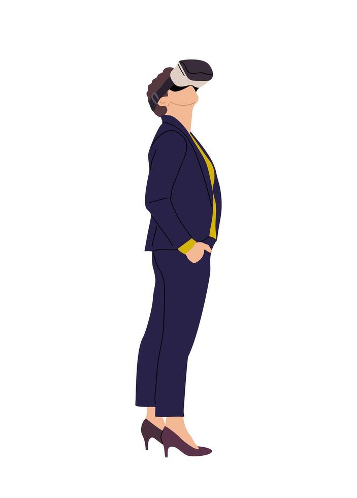 Business woman in virtual reality headset . vector