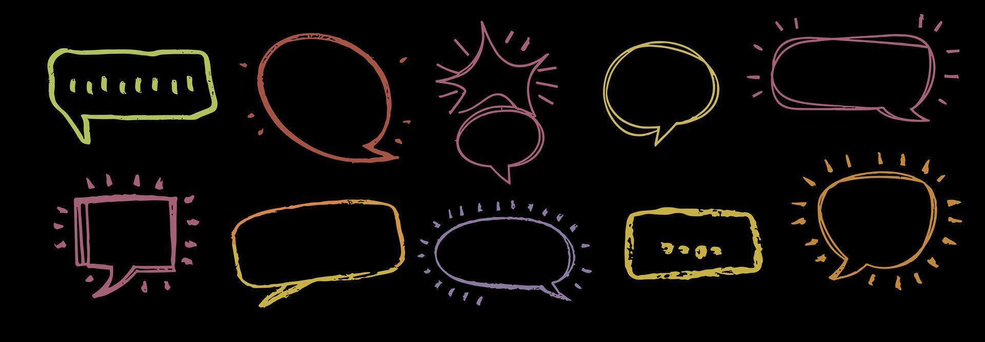 Set of hand drawn speech and thinking bubbles. vector