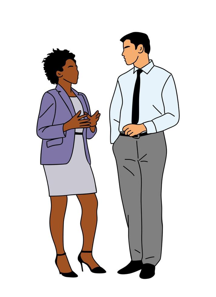 Business couple working together on white. vector
