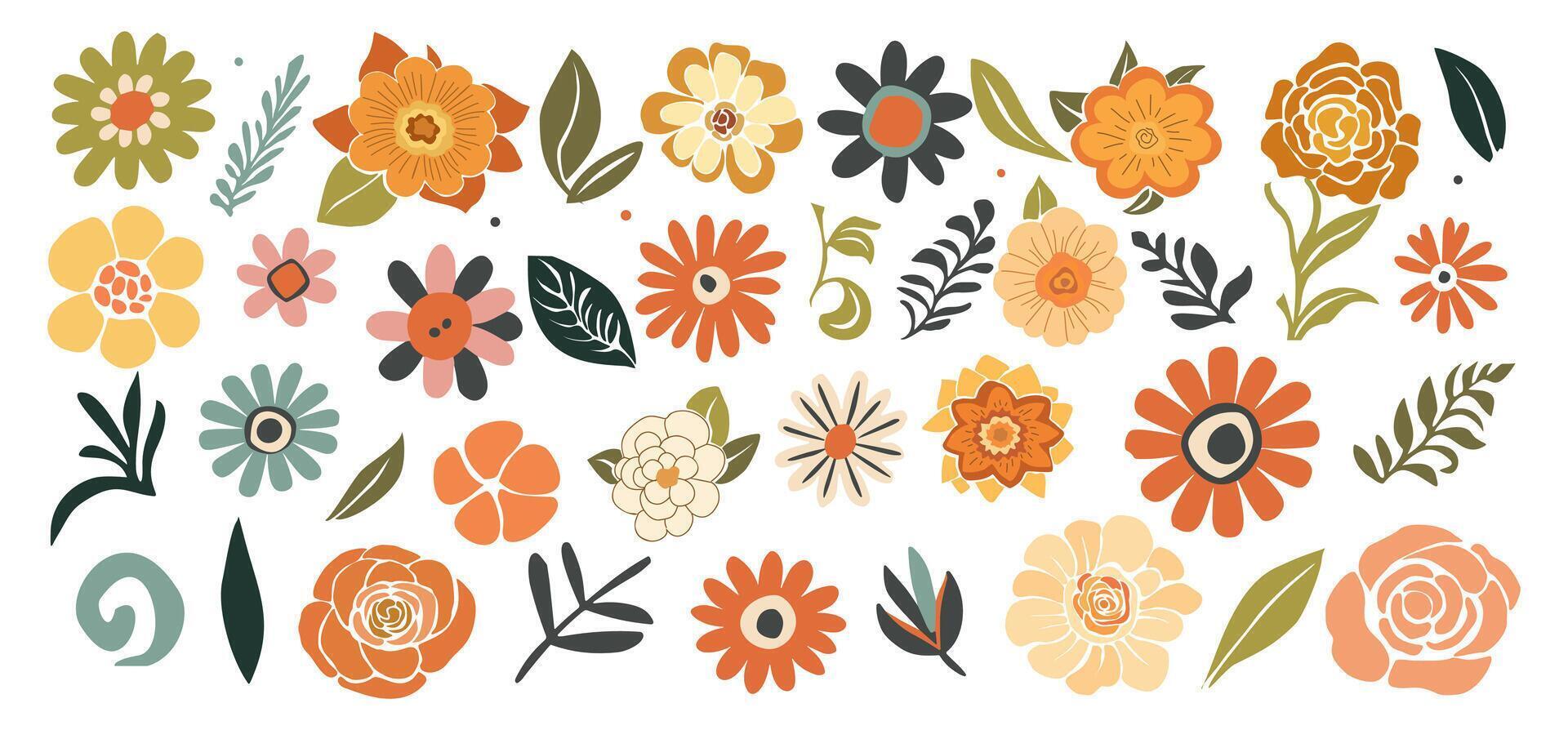 Set of abstract colorful Flower elements. vector