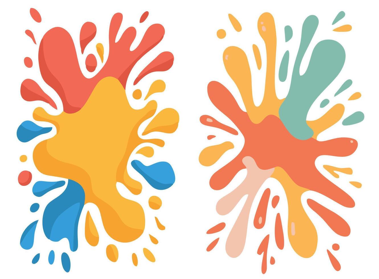Color paint splash abstract background set. vector