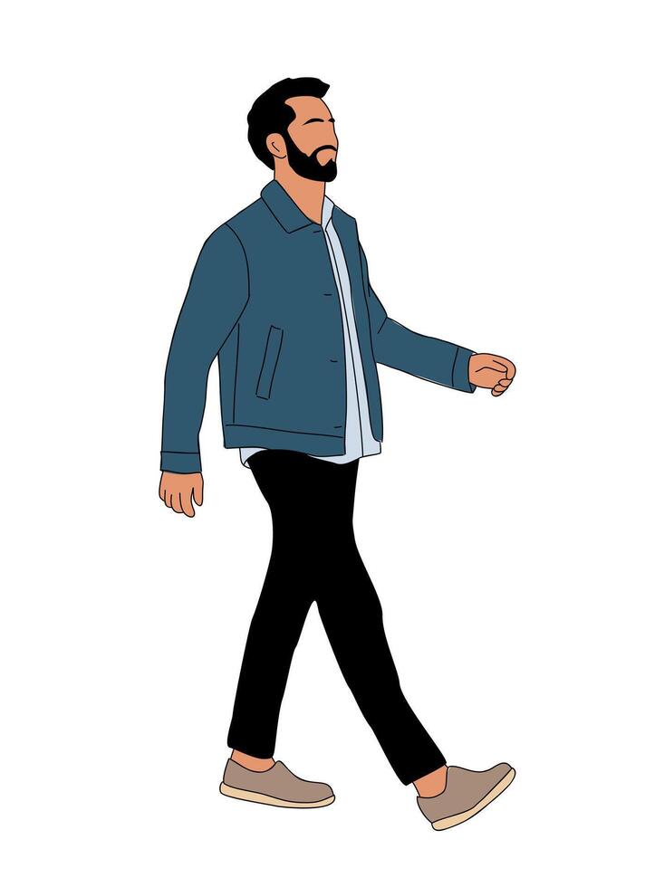 Business man walking isolated. vector
