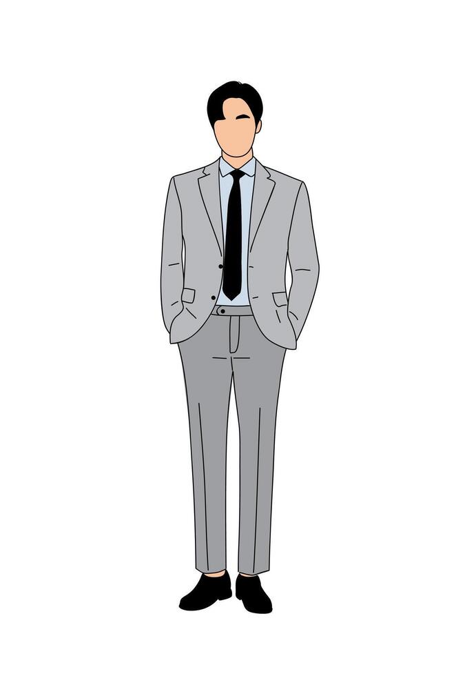 Business man standing in formal suit isolated. vector
