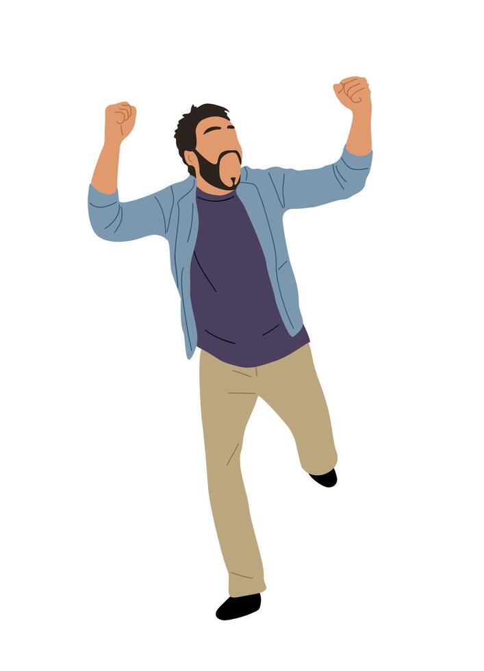 Excited business man in winning pose isolated. vector