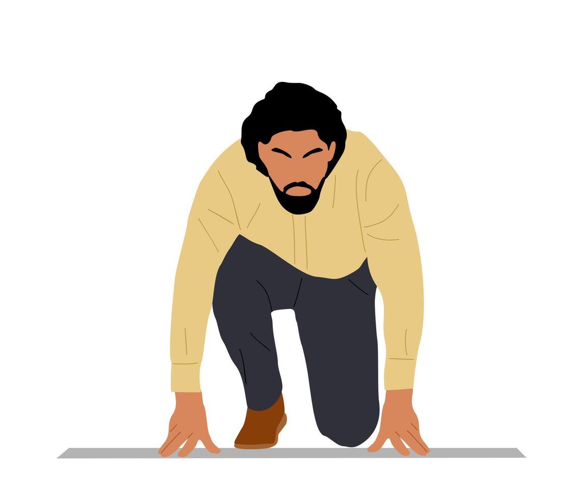 Latin Business man ready to start isolated. vector