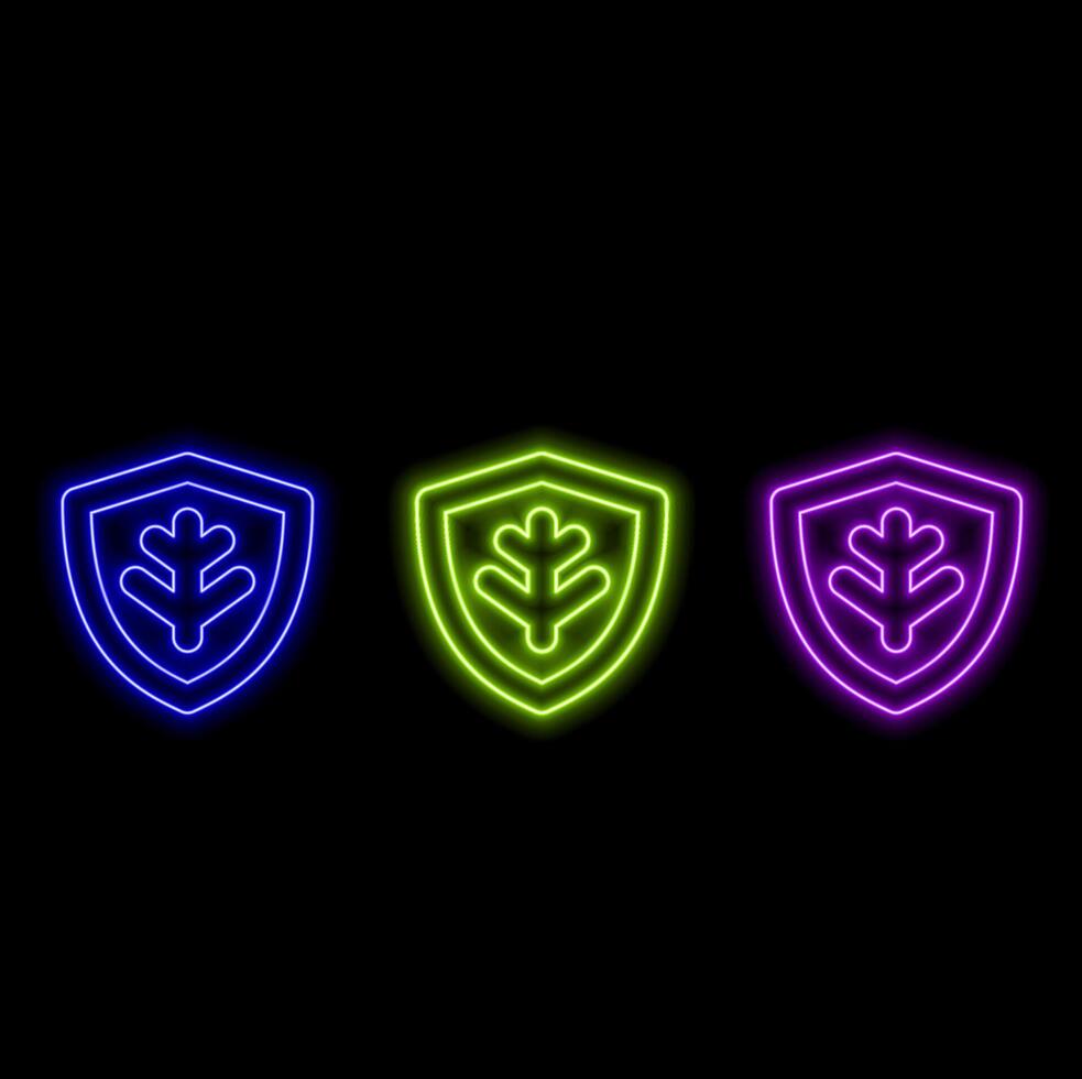 Cybersecurity on the Internet. Fingerprint shield firewall icon on black background. Design element. 3D rendering. style neon. vector