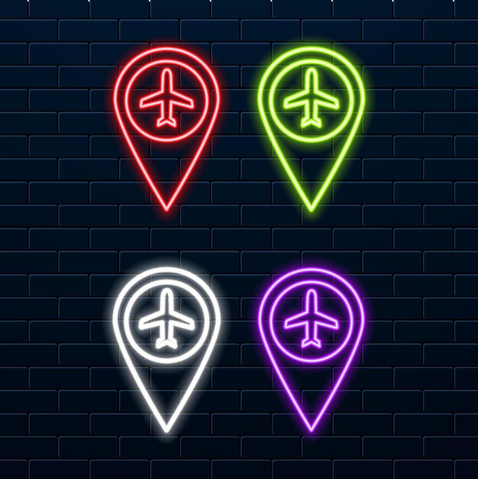 Location mark neon blue icon suitable for website and UI material, mobile app social media. illustration vector