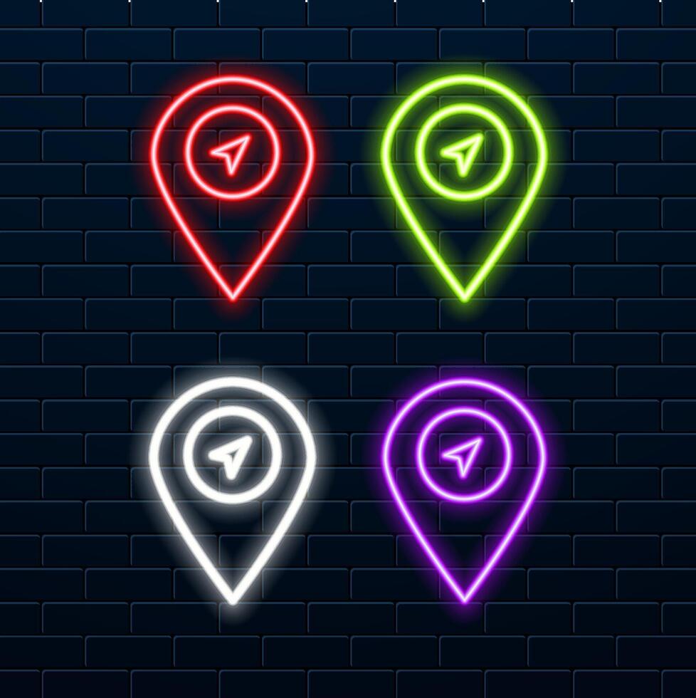 Map pointer, neon green icon, illustration vector