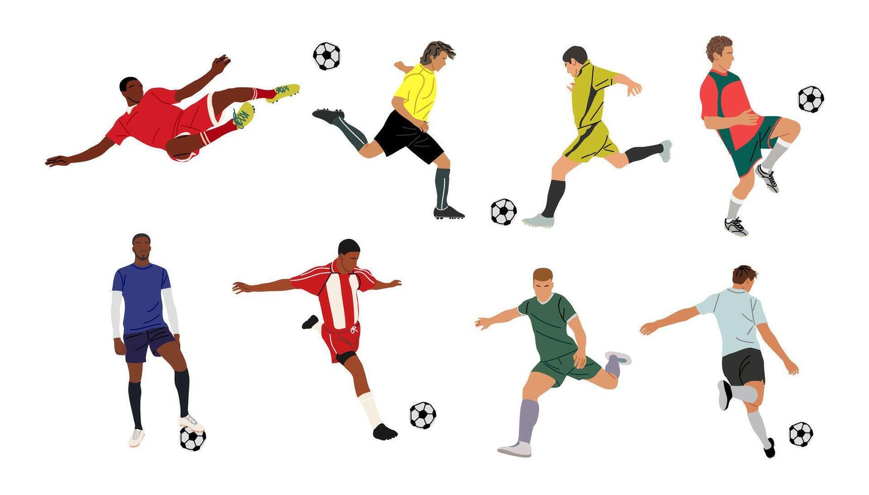 Set of Soccer football players isolated. vector
