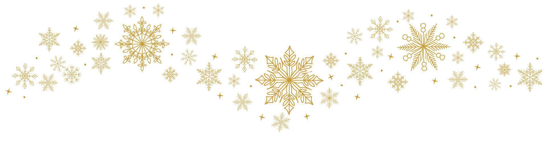 Abstract Christmas art banner with gold snowflakes vector