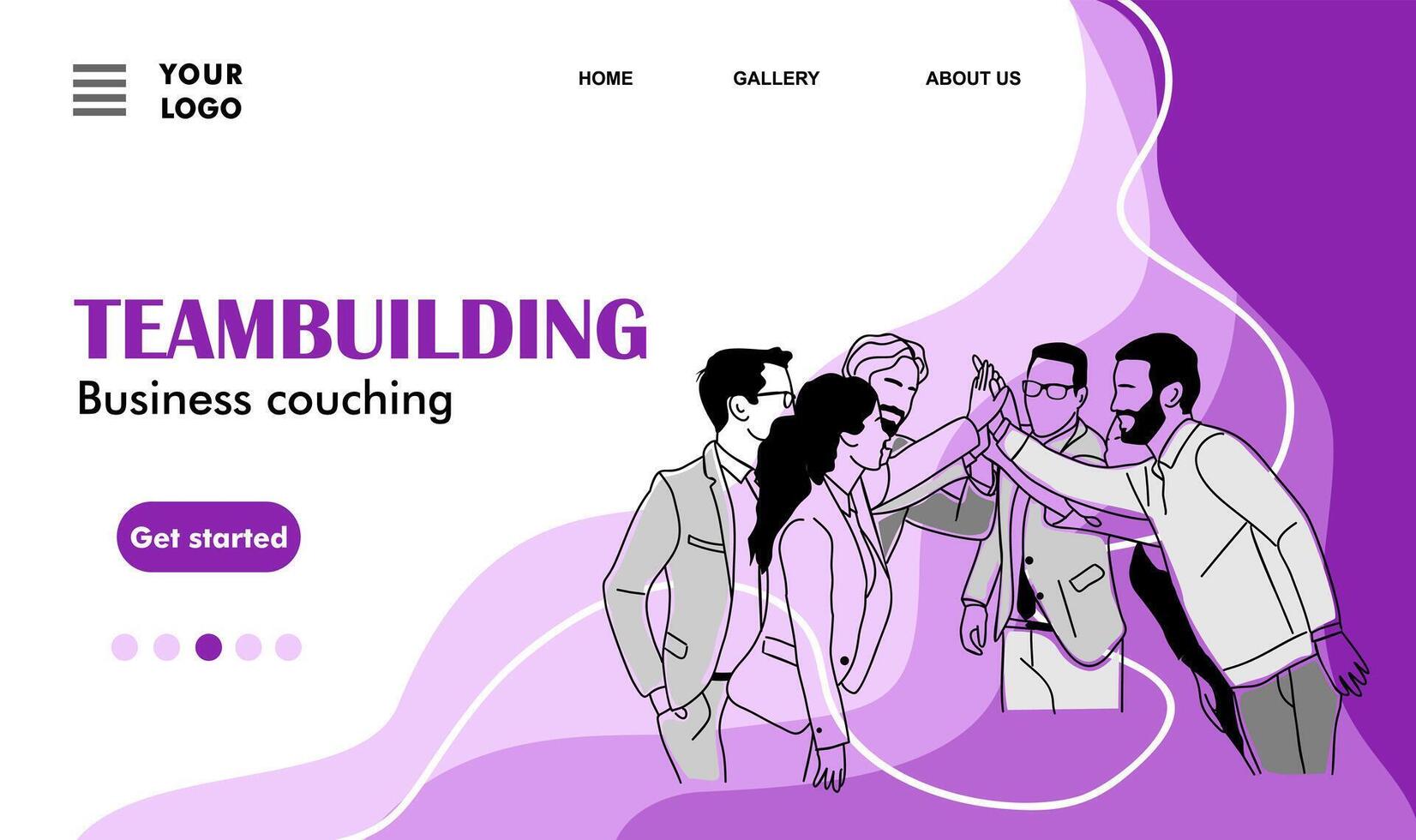 Teambuilding business couching concept web page. vector