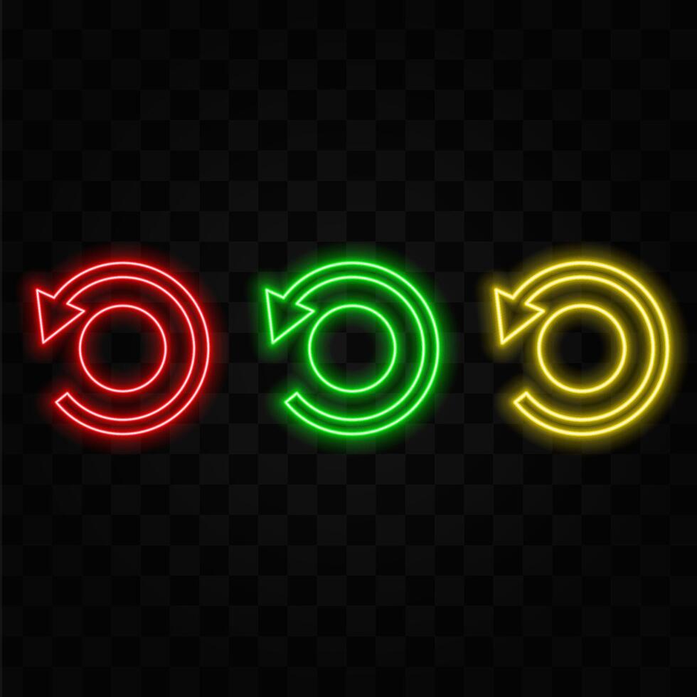 A red neon arrow turning right. Light bright red road sign icon, glowing symbol with a neon dark background icon vector