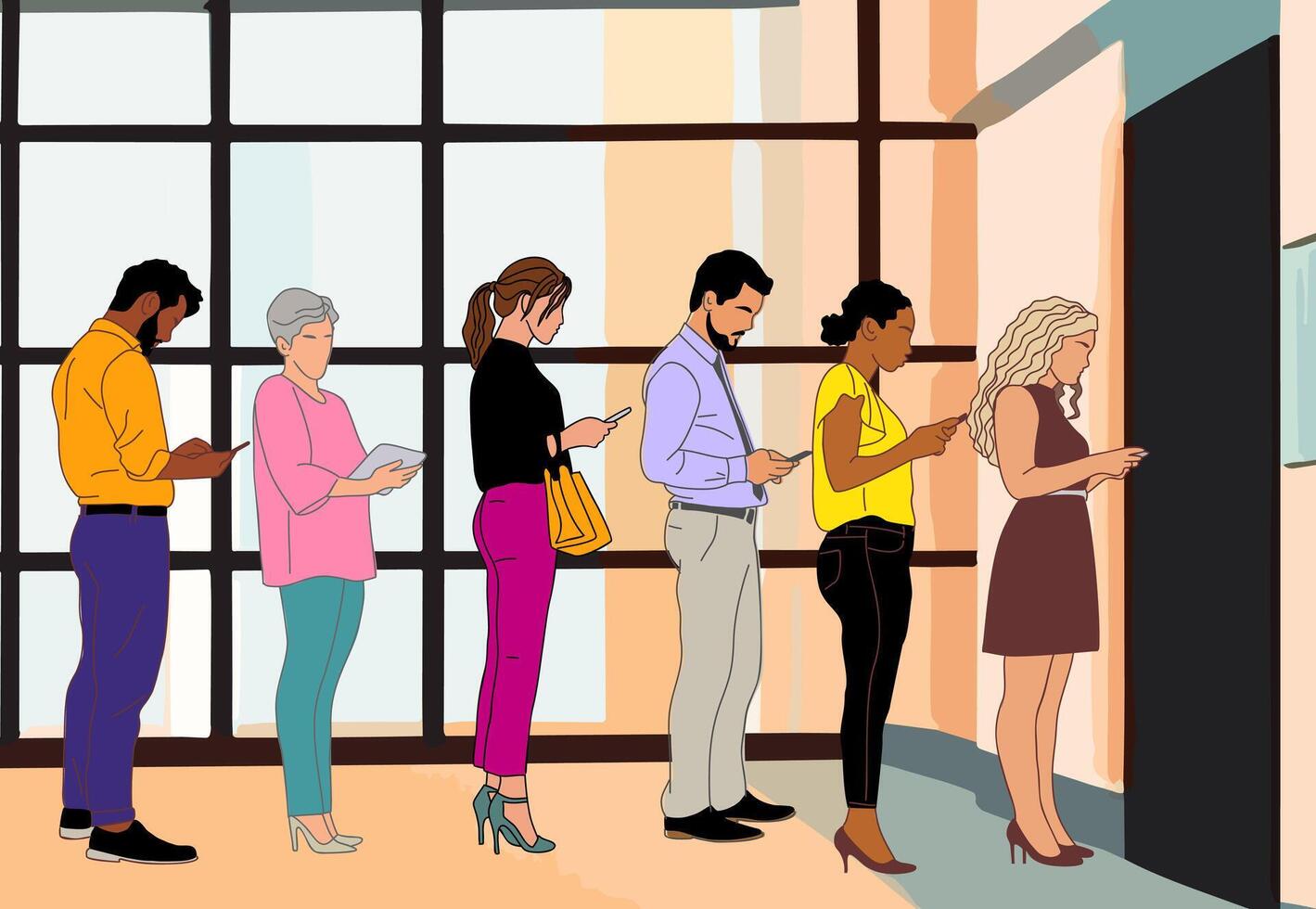 Diverse Business people waiting for job interview. vector