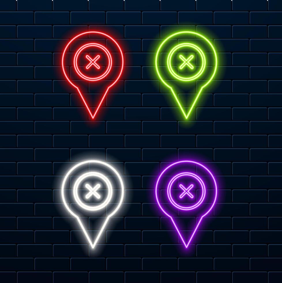 Browser pin icon. Navigation elements in neon style icons. Simple icon for websites, web design, mobile app vector