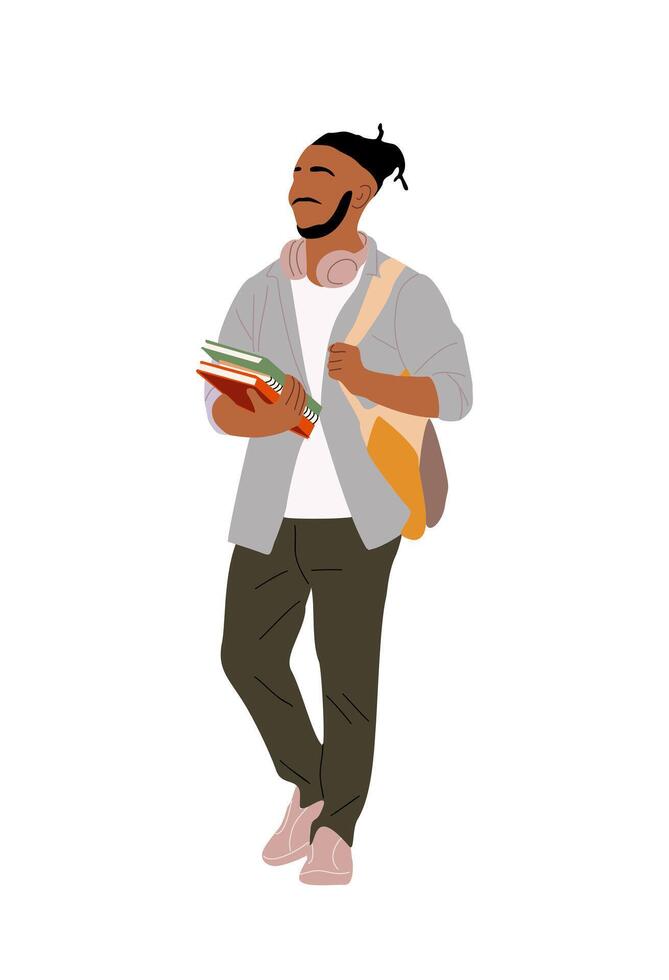 Young black man, High school, college student. vector